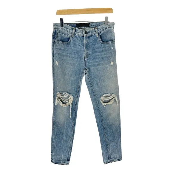 Alexander Wang Distressed Relaxed Jeans 002 Medium Wash Womens Size 27