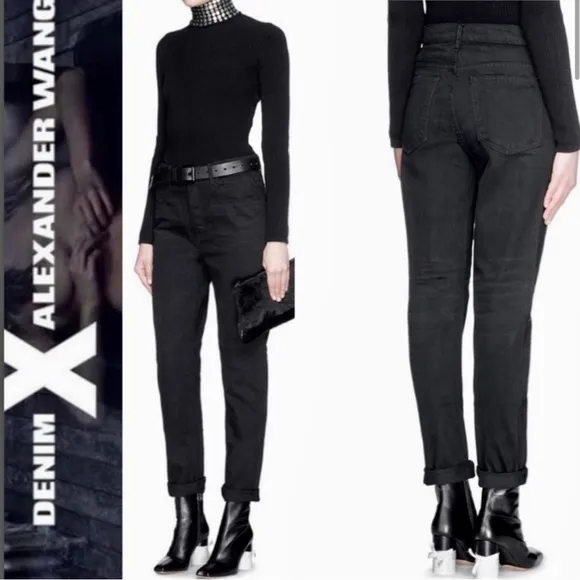 Alexander Wang Wang 003 Boyfriend Jean in Black Fade SEE DESCRIPTION