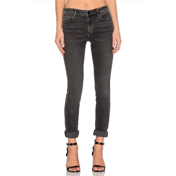 ALEXANDER WANG 001 Grey Faded Washed Black High Rise Skinny Jeans, Size 27
