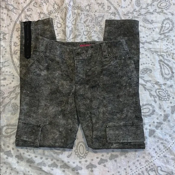 Alice + Olivia Cargo Acid Wash Gray Skinny Jeans