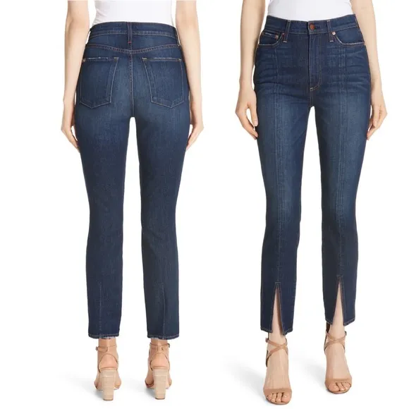 Alice+Olivia Blue Good High Rise Front Slit Jean