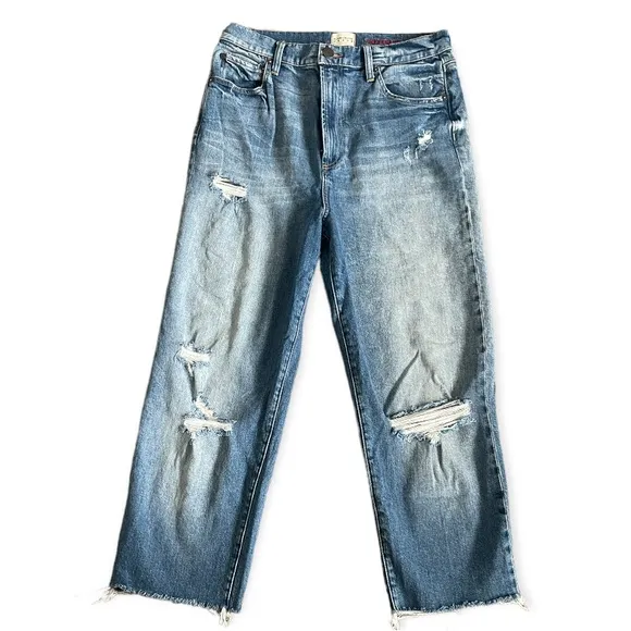 Alice + Olivia Katerina High-Rise Distressed Jeans best intentions raw hem Sz 30