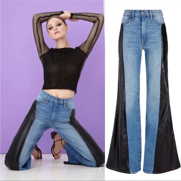 🎉HP 🎉 NWT Alice + Olivia Max Vegan Leather Combo High Waisted Jeans MSRP$395
          
      NWT