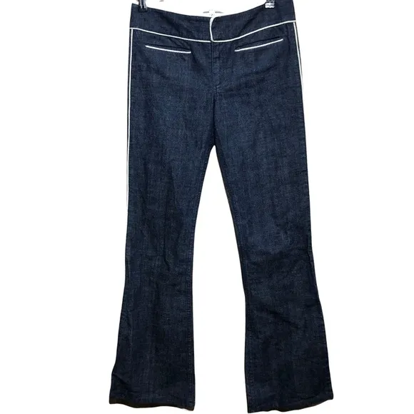 Alice + Olivia Women’s Flare Leg Denim Jeans White Leg Strip Accent