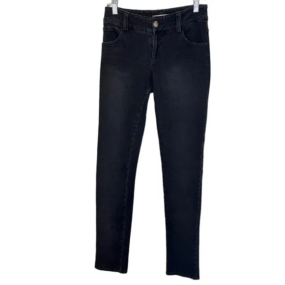 Alice + Olivia Charcoal Wash Micro Striped Skinny Denim Jeans Women's 2 Preowned