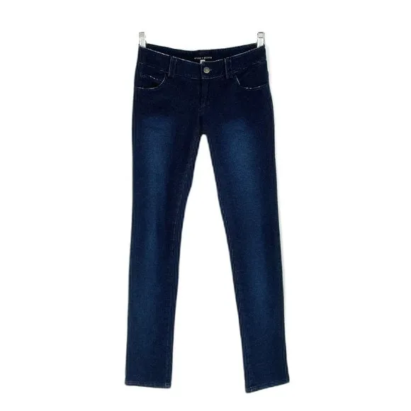Alice + Olivia Jeans Dark Blue Pinstripe Soft Stretch Skinny Pants Size 2
