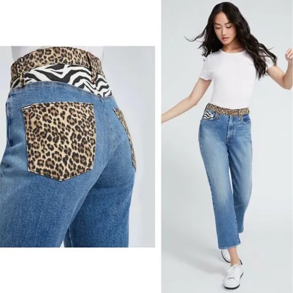 Alice + Olivia Amazing High Rise Girlfriend Pretty Wild Wash Jeans