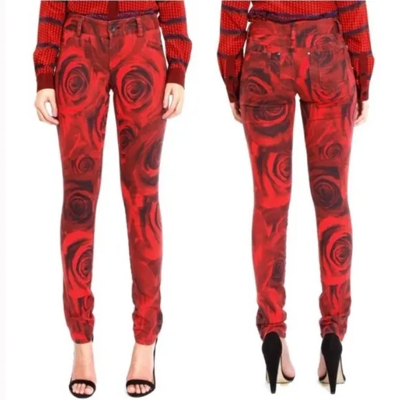 ALICE + OLIVIA RED ROSE SKINNY JEAN
