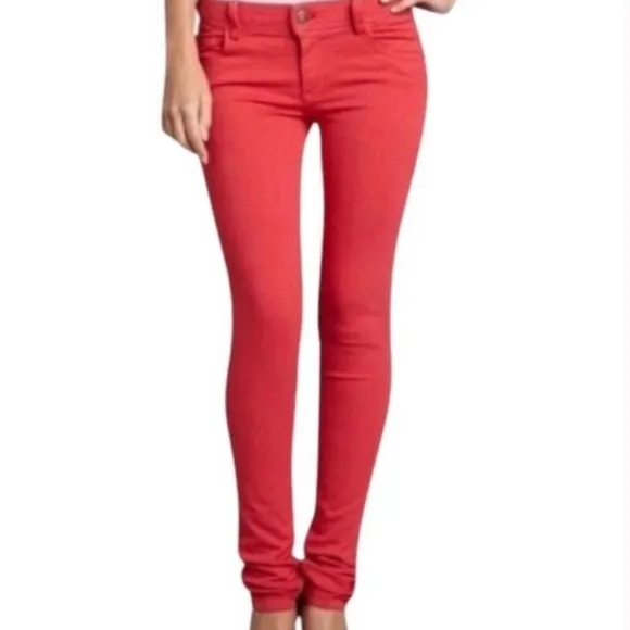 ALICE + OLIVIA Red Mid Rise Skinny Jeans