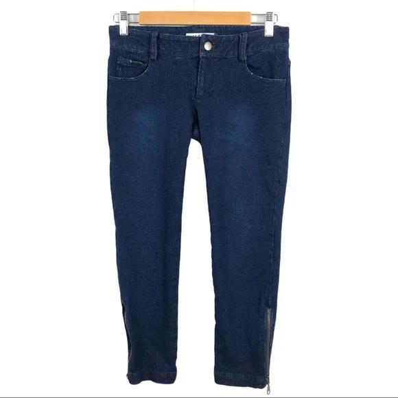 Alice + Olivia Skinny Zip Ankle Dark Wash Jeans  0