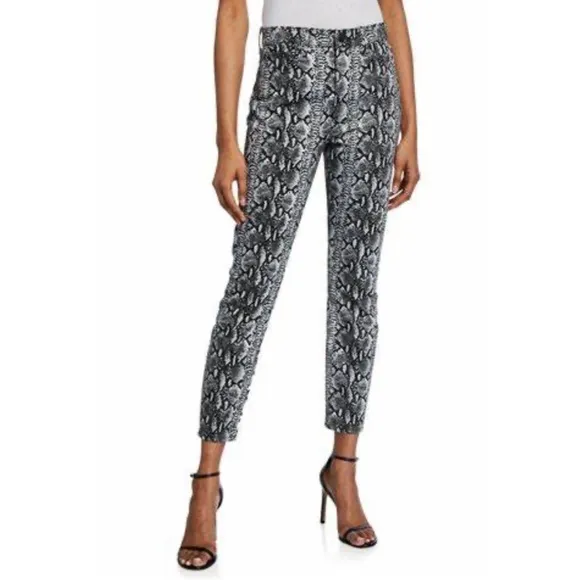 Alice + Olivia good high rise skinny jeans black white snake print size 27