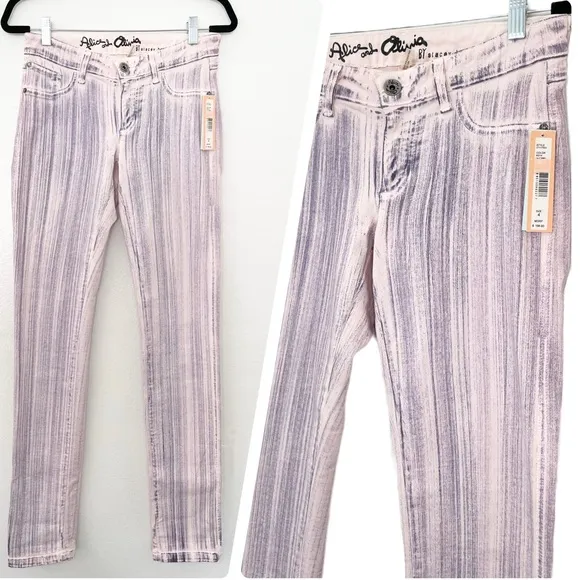 Alice + Olivia Pink Purple Stripe Skinny Jeans Size 4 NEW
          
      NWT