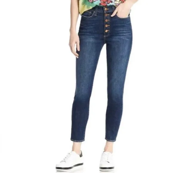 ALICE + OLIVIA AO GOOD HIGH RISE EXPOSED BUTTON FLY JEANS