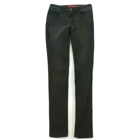 Alice + Olivia jeans 2 Lamb leather pockets Skinny Low rise Charcoal gray black