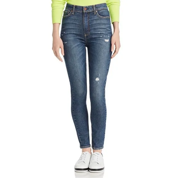 Alice + Olivia Good High-Rise Distressed Ankle Skinny Jeans In Born To Run