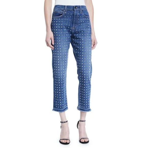 AO. LA Alice + Olivia 26 Amazing Studded High Rise Slim Girlfriend Jeans
          
      NWT
