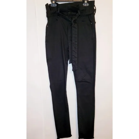Alice + Olivia Good Night Fever belted paper bag waist black jeans