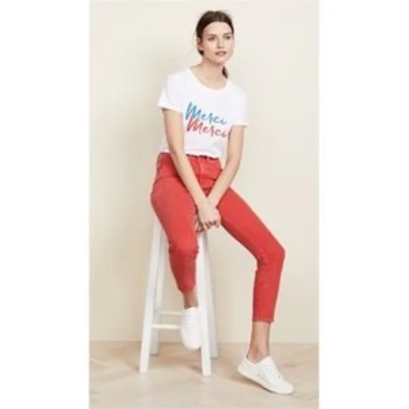 Alice + Olivia Red Boyfriend High Waist Jeans 4