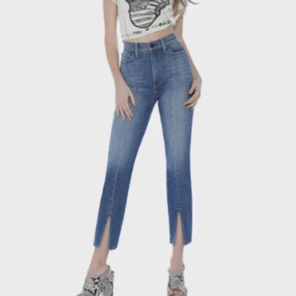 𝅺alice + OLIVIA JEANS Ao. La Good High Waist Front Slit Skinny Jeans Denim Sz 29