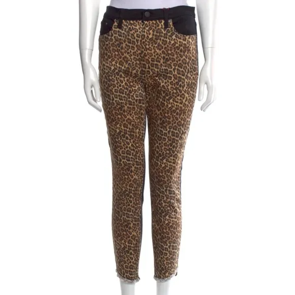 Size 30 Alice + Olivia Queen of the Night High Rise Skinny Jeans Leopard Print
          
      NWT