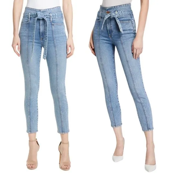 Alice + Olivia Good High-Rise Skinny w/ Waistband Detail in Golden Child Jeans