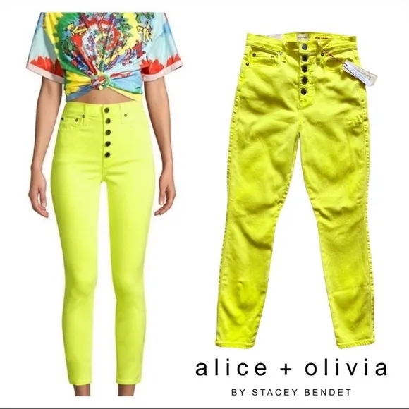 ALICE + OLIVIA Good Times Exposed Button High Rise Skinny Jeans Size 30x27
          
      NWT