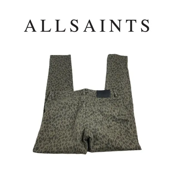 Allsaints Animal Print Straight Leg Sz 30