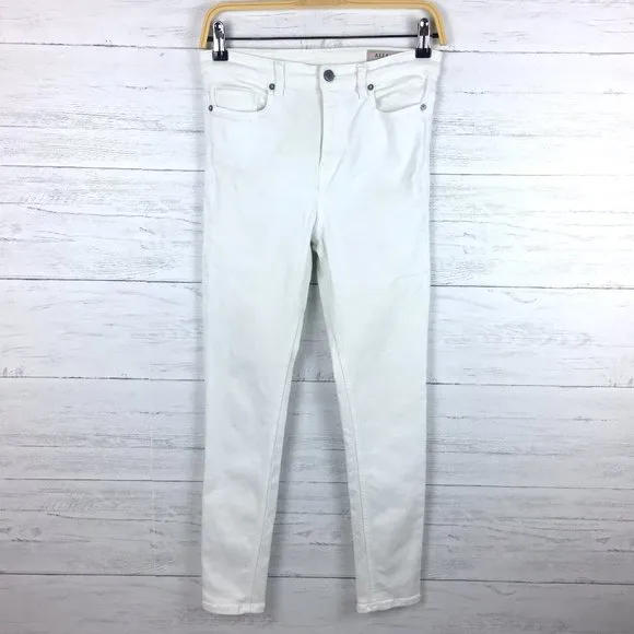 Allsaints Women's White Skinny Jeans Lightly Distressed (Flaw)