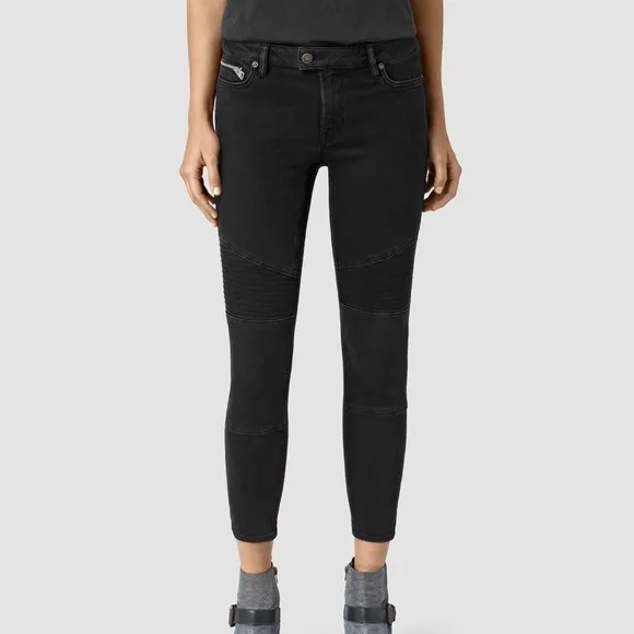 AllSaints Cropped Biker Jeans