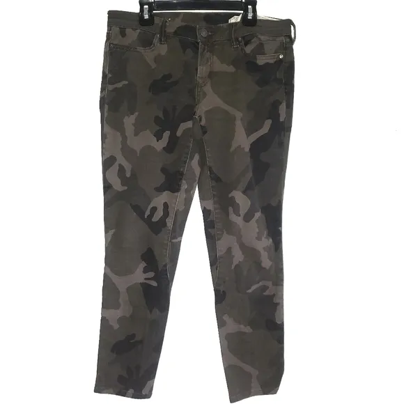 ALLSAINTS Brodie Green Camo Crop Low Rise Ankle Zip Jeans sz. 29