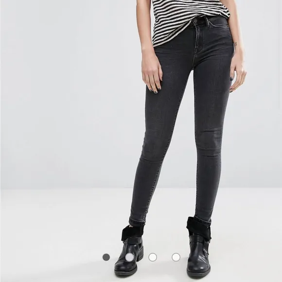 AllSaints Grace black medium rise skinny jeans size 25
