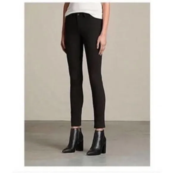 All Saints Mast Low Rise Skinny Fit Black Ankle Jeans Size 24