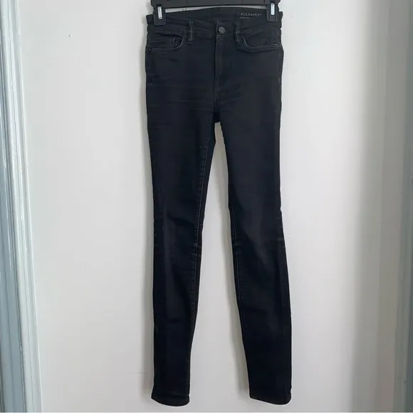 All Saints Grace Black Skinny Jeans Size 24
