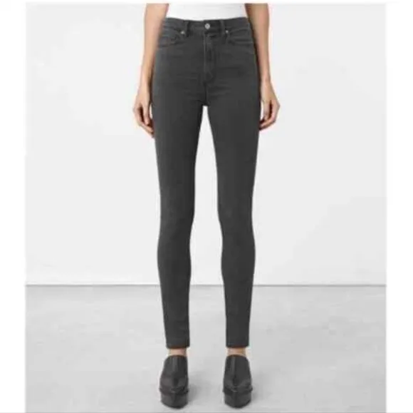 All Saints Stilt Dark Grey High Waist Skinny Jeans