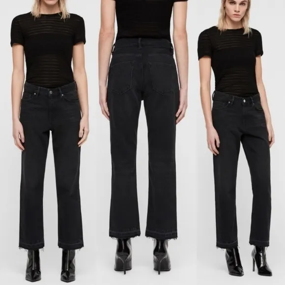 All Saints Ava Straight High Rise TY Jeans Black