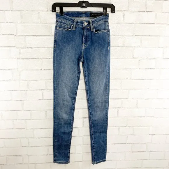 All Saints Grace Medium Rise Skinny Jeans Women's Waist Size 24