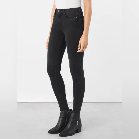 ALL SAINTS Eve Lux washed black high waist jeans $178