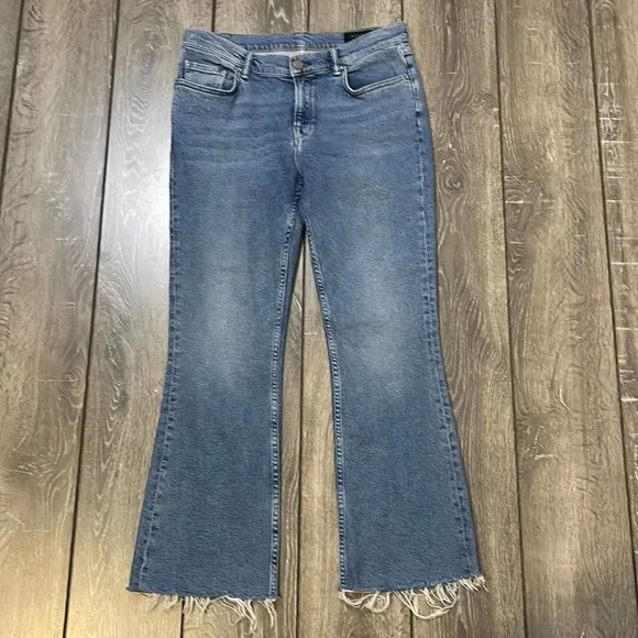 All Saints Zoe Cropped Raw Hem Blue Jeans Women's Size 29