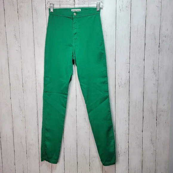 American Apparel Womens High Rise Stretch Jeans Malibu Green Straight Size Small