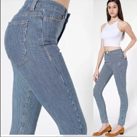 American Apparel Pinstripe High-waist Skinny jeans size 24