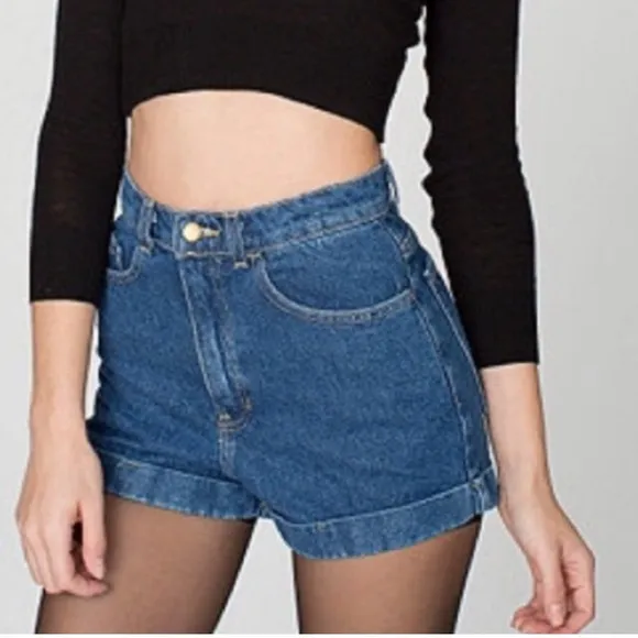 American Apparel jean shorts high rise high waisted denim