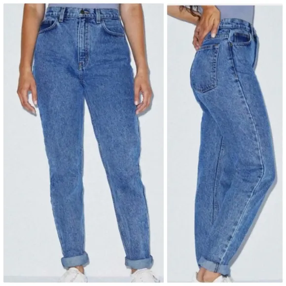 American Apperal The High-Waist Jean 80s tapered Mom jeans marble acid wash 31