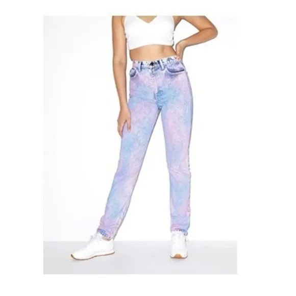 American Apparel The High Waist Jeans Rainbow Acid Wash