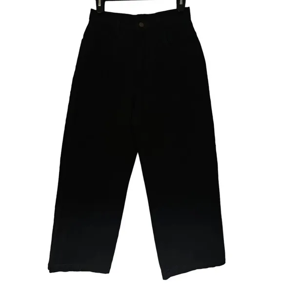 American Apparel women 28 Black high rise wide leg jeans 100% cotton