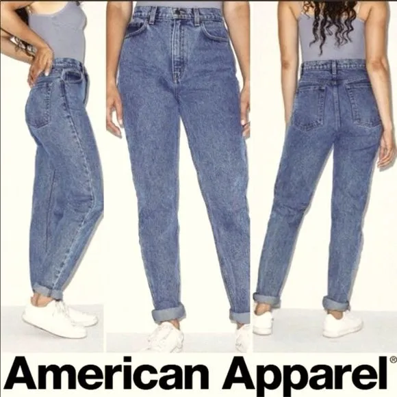 NWT American Apparel High-Waisted Acid Wash Jeans Size 34
          
      NWT