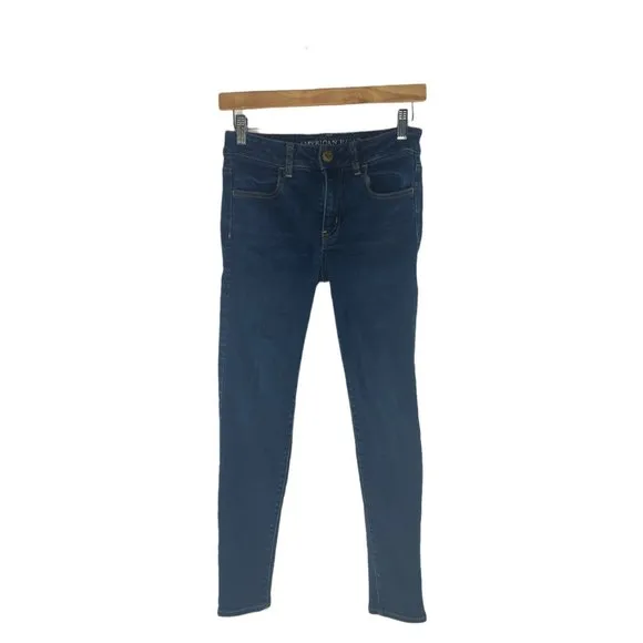 American Eagle Womens 4 Short Dark Wash Super Super Stretch Jeggings 24 Inseam