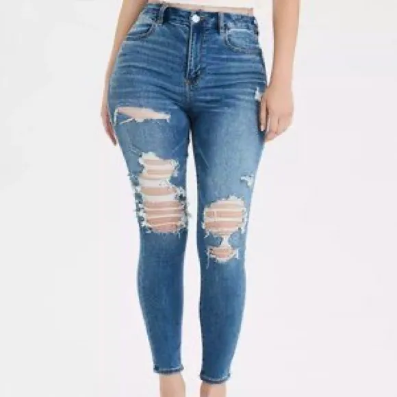 American Curvy Hi Rise Jegging Distressed Skinny Jeans