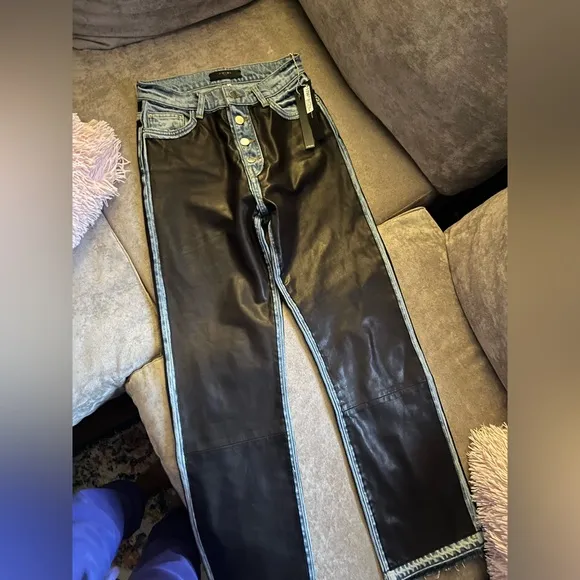 Leather and blue Jean Amiri jeans
          
      NWT