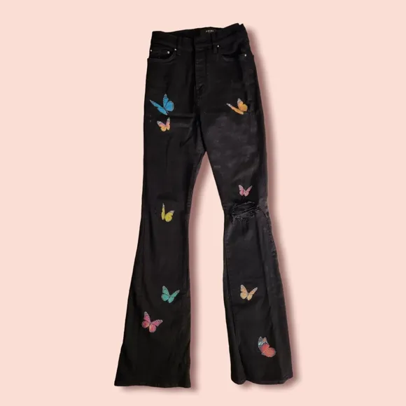 Amiri RARE Butterfly Flared Black Jeans 27"