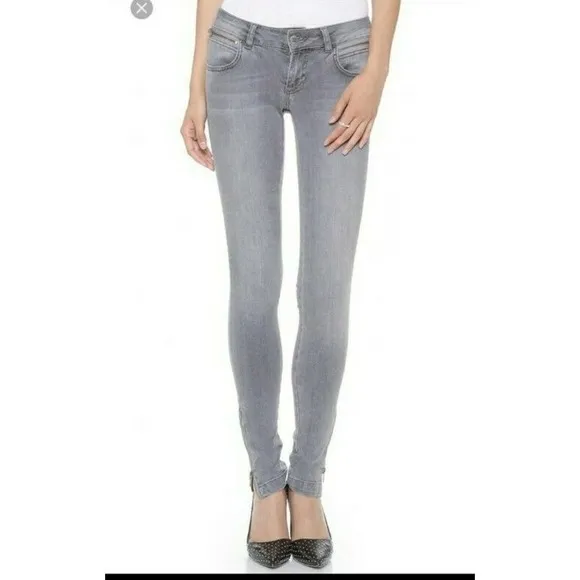 Anine BING Double Zip Gray Skinny Jeans size 30